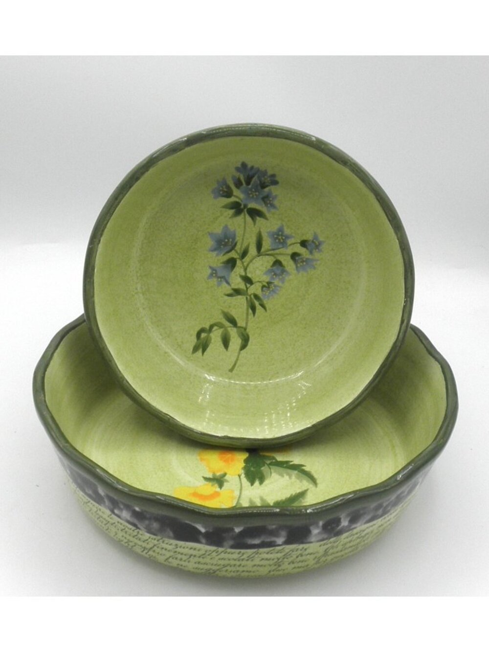 Temptations by Tara Toscana Pattern Round Floral Bowl or Baker Set of 2 Rare